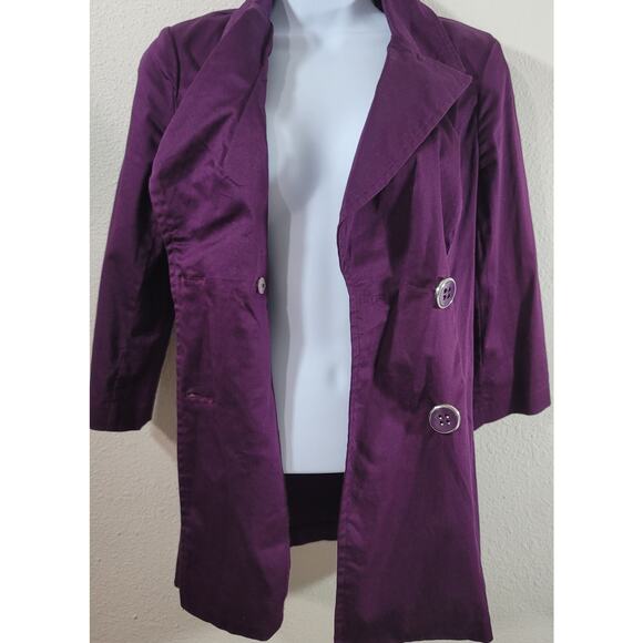 Heart Soul Purple Double Breasted Notched Collar Blazer Small Lightweight Lined - Picture 5 of 6
